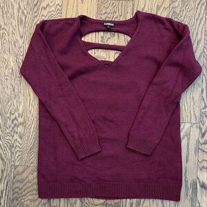 Express Women's Deep Wine V-Neck Sweater size small